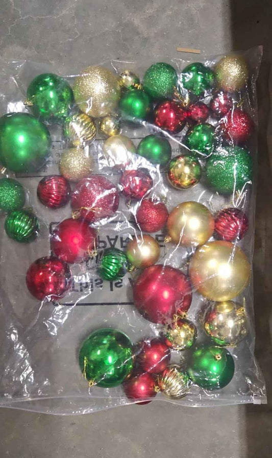 Christmas Hallways Ceiling Lights Decorations 65ft LED String Lights with Remote 63 Christmas Ball Ornaments DIY Holiday Party Porch Decor