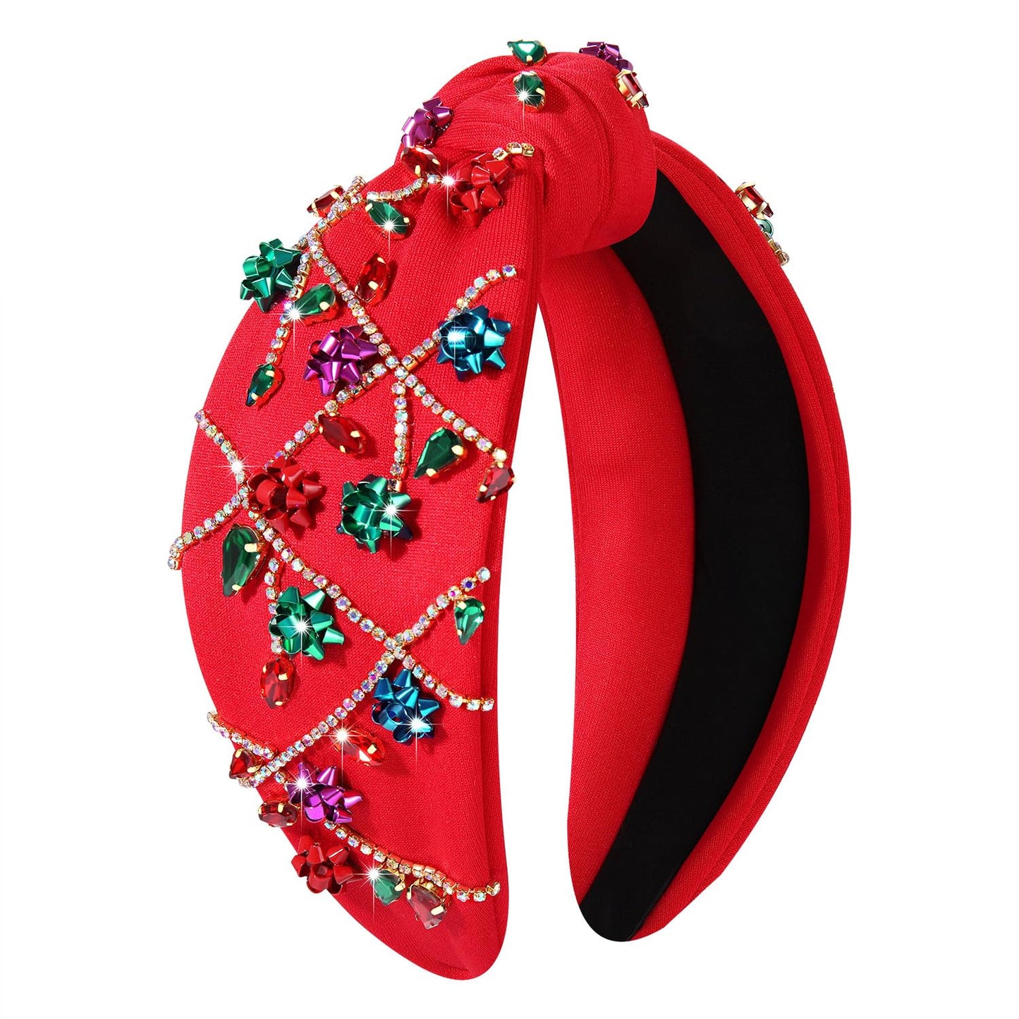 MOLOCH Christmas Headband for Women Christmas Tree Bow Snowflake Knotted Headband Jeweled Crystal Xmas Head Band Xmas Decorations Gifts