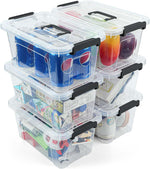 Clear plastic storage bins with lids for home office pantry organization