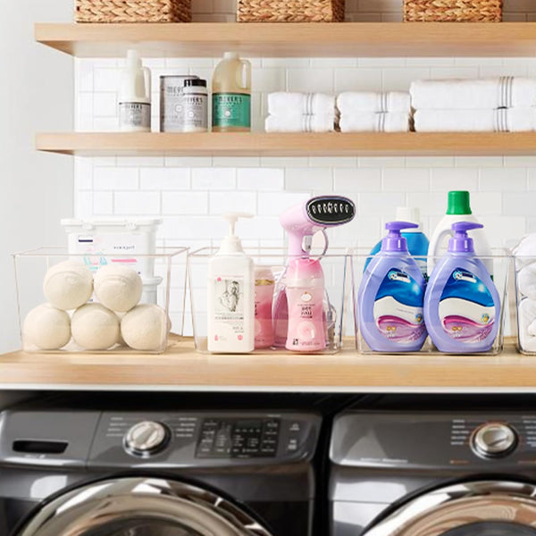Extra Large Clear Plastic Storage Bins for Pantry Closet Laundry Room Organization
