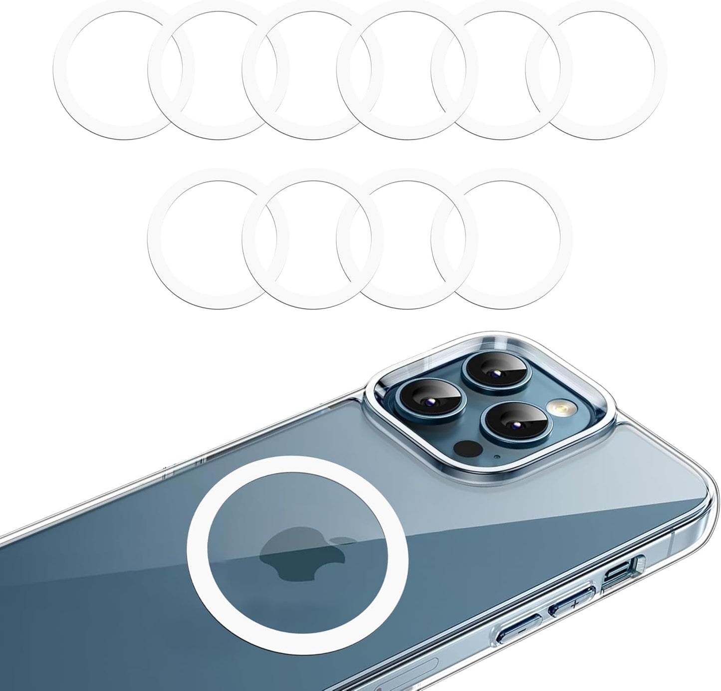 Universal Metal Rings Compatible with Magsafe Sticker,Magnetic Ring for Phone Cases & Wireless Charging, 6 Pack (2 Black,2 White & 2 Silver)