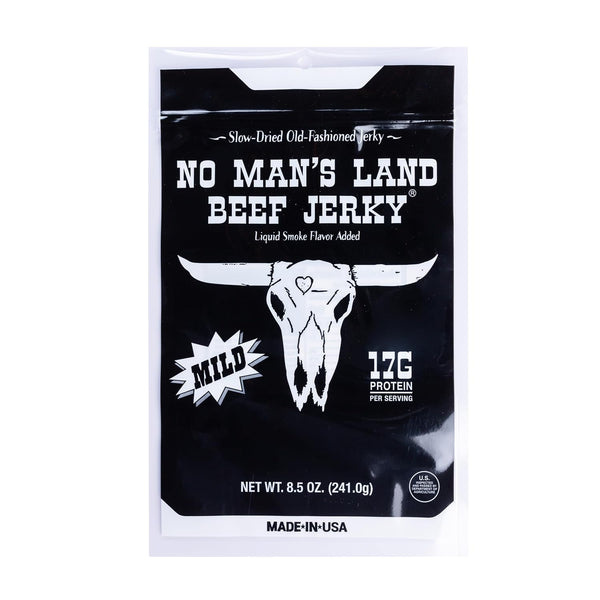 No Mans Land Slow-Dried Beef Jerky, Smoked & Seasoned Jerky Strips, High Protein, Low Carb Beef Snack, Gluten Free