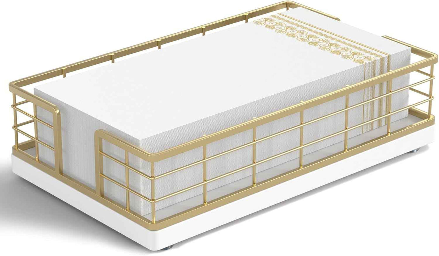 Wican Napkin Holder for Table, Bamboo Iron Standing Napkin Dispenser for Kitchen Dining Farmhouse Cocktail Picnic Bar Rustic Wood Holders for Paper Mail Bills Suitable for All Dining Room Decors Black