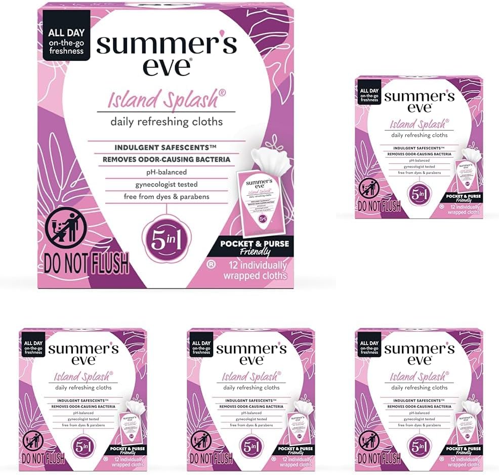 Summer's Eve Ultimate Odor Protection Daily Feminine Wipes, Gentle pH-Balanced Formula with Boric Acid Cleanses & Removes Vaginal Odor, Individually Wrapped Body Wipes, 12 Count