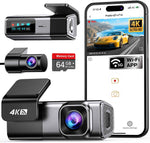 Navycrest 4K Dash Cam Front and Rear with 64GB Card, Built-in 5G WiFi, Dash Camera for Cars 4K Front and 1080P Rear, Dashcams for Cars Loop Recording, Gravity Sensor, 24-Hours Parking Mode