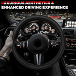 Ouzorp universal 14.5-15 inch black microfiber leather steering wheel cover with anti-slip lining