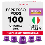 100 Aluminum Espresso Pods Compatible with Nespresso Original Line Made in Italy Variety Pack