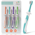 cherish baby care baby toothbrush & toddler toothbrush set (0-2 years) - teal - bpa-free & safety-tested