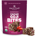 Navitas Organics Cacao Goji Superfood+ BITES are all natural plant-based power snacks with clean energy and nutrition.