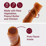 SmartBones Stuffed Twistz with Peanut Butter, Rawhide-Free Dog Chews - Pork Flavor, 6 Twistz, Easy to Digest