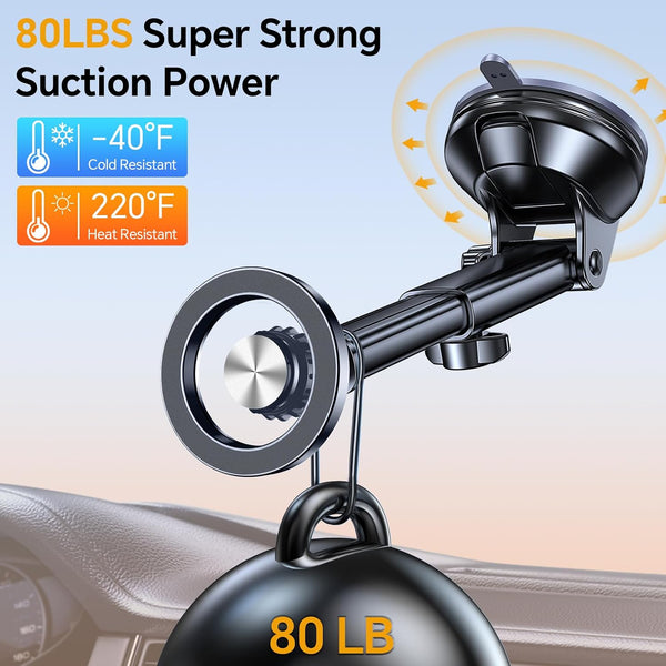 Coolpow for MagSafe Car Mount【Windshield+Vent+Dash】 Magnetic Phone Holder for Car Phone Holder Mount Cell Phone Holders for Your Car Accessories for Women Men for iPhone 17 16 15 Universal Hood Vents