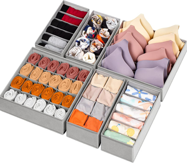 12 pack fabric drawer organizer with 116 cells for storage and closet organization