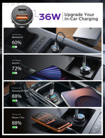 69W Dual Port Car Charger with USB C and USB A Ports