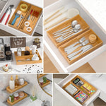 Bamboo drawer organizer for kitchen storage and organization