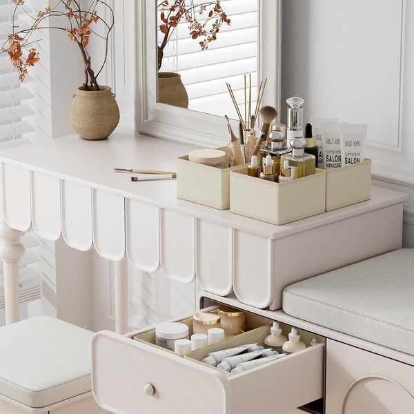 Beige Non-Woven Fabric Drawer Organizer Set of 12