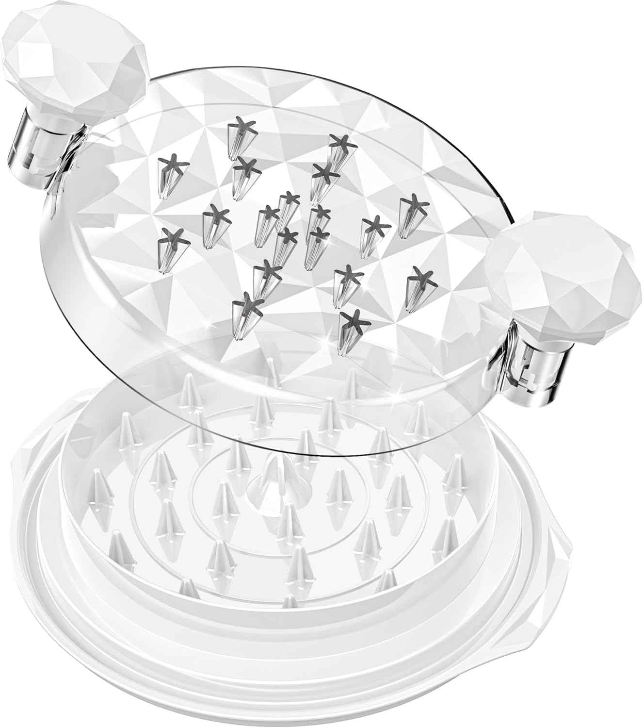 Chicken Shredder with Brush Chicken Shredder Tool Twist Stable Anti-Slip BPA Free Meat Shredder Tool Twist Ergonomic Handle Meat Grinder Dishwasher-safe Transparent Lid Black