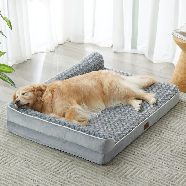 BFPETHOME orthopedic egg foam L-shaped dog bed for large dogs, waterproof sofa dog bed with removable washable cover