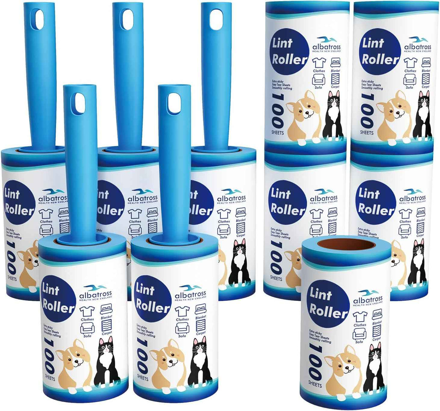 Extra Sticky Lint Roller, Mega Value Set 400 Sheets for Pet Hair Removal, Dog and Cat Lint Remover for Clothes, Furniture, Carpet