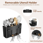 Stainless Steel Dish Rack with Cutlery Holder and Cup Holders for Kitchen Counter