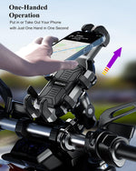 BRCOVAN Motorcycle Phone Mount Holder with Vibration Dampener, Anti-Shake Handlebar Cellphone Cradle for Bike Bicycle Scooter ATV, Adjustable Fit 5.4-6.9'' Smartphone