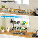 Adjustable 2-Tier Over The Sink Dish Drying Rack for Kitchen