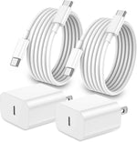 2-pack 20W Apple USB-C wall charger with 6FT USB-C to C cable for iPhone 17/Pro, iPad