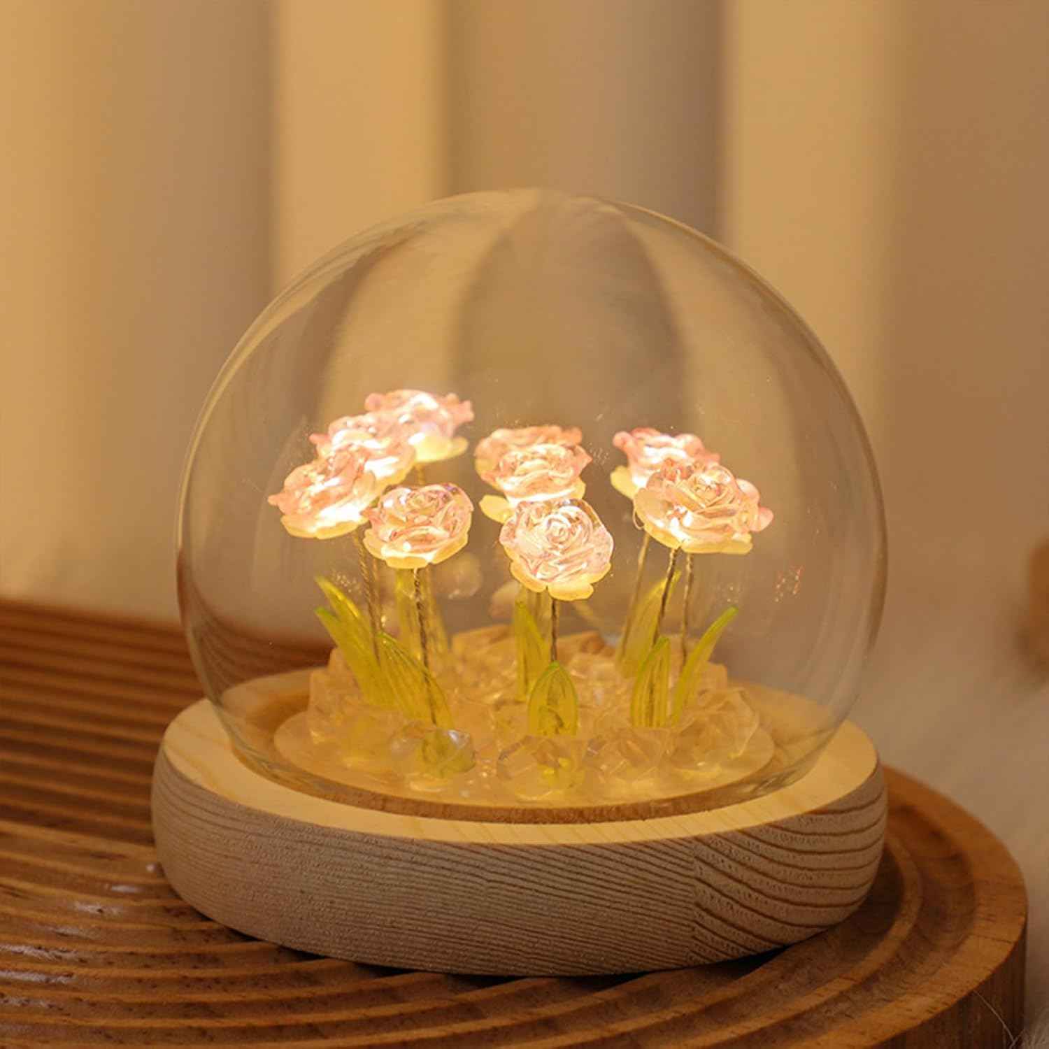 Pretty Rose Lamps Flower Night Light Cute Bedroom Decor Gifts for Women - Battery Powered (not Included)