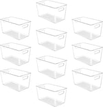 YIHONG 6 Pack Clear Pantry Organizer Bins, Plastic Containers with Handle for Kitchen,Freezer,Cabinet,Closet,Bathroom Under Sink Storage