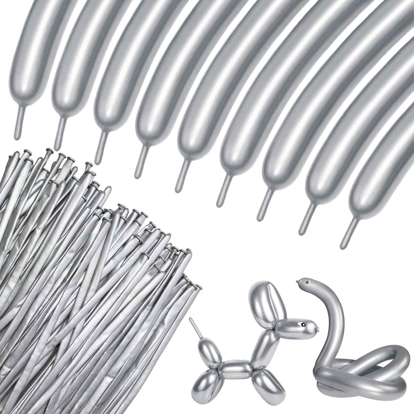 100Pcs 260 Balloons White Long Balloons for Balloon Garland Thickening Skinny Latex Twisting Balloon for Animals Modeling Christmas Birthday Wedding Party Decorations