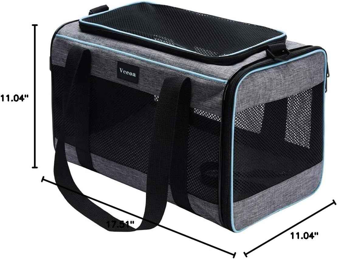 Vceoa 17.5x11x11 Inches Cat, Dog Carrier for Pets Up to 16 Lbs, Soft-Sided Cat Bag Animal Carriers Travel Puppy Carry As a Toy of Fabric Pet Home