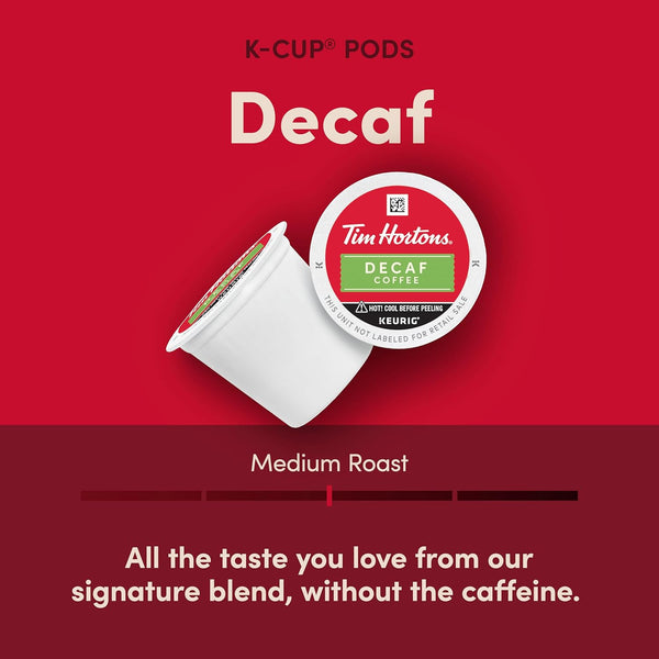 Tim Hortons Decaf Medium Roast Coffee K-Cup Pods Compatible with Keurig Brewers 100ct
