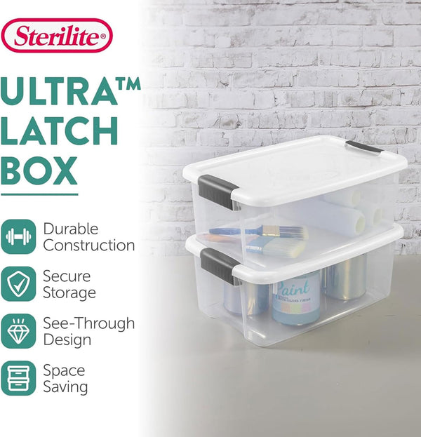Sterilite 6-Pack Ultra Latching Box Storage Containers for Home and Office