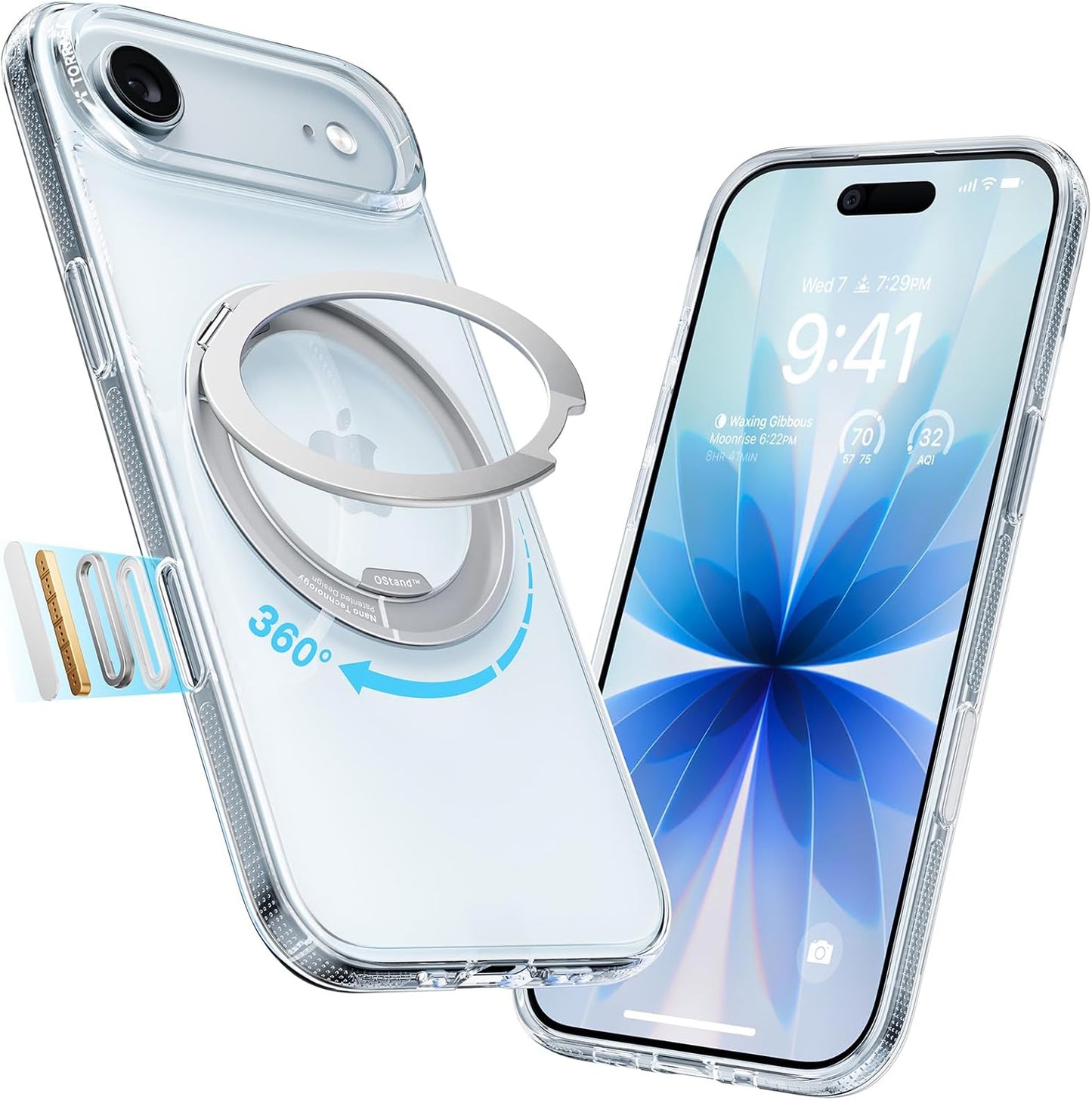 TORRAS 360 Magnetic Stand for iPhone 17 Pro Max Case, [Fit for MagSafe] [4X Military-Grade Protection] Slim Case for iPhone 17 Pro Max, 6.9", Translucent Deep Blue, Ostand O3 Fitness Series - Rayz Mart