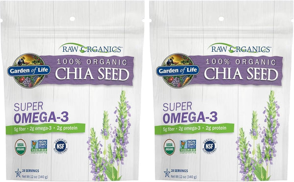 Garden of Life Raw Organics 100% Organic Chia Seeds for Smoothies and Pudding, Whole Seed Foods with Omega 3 Superfood, 28 Servings