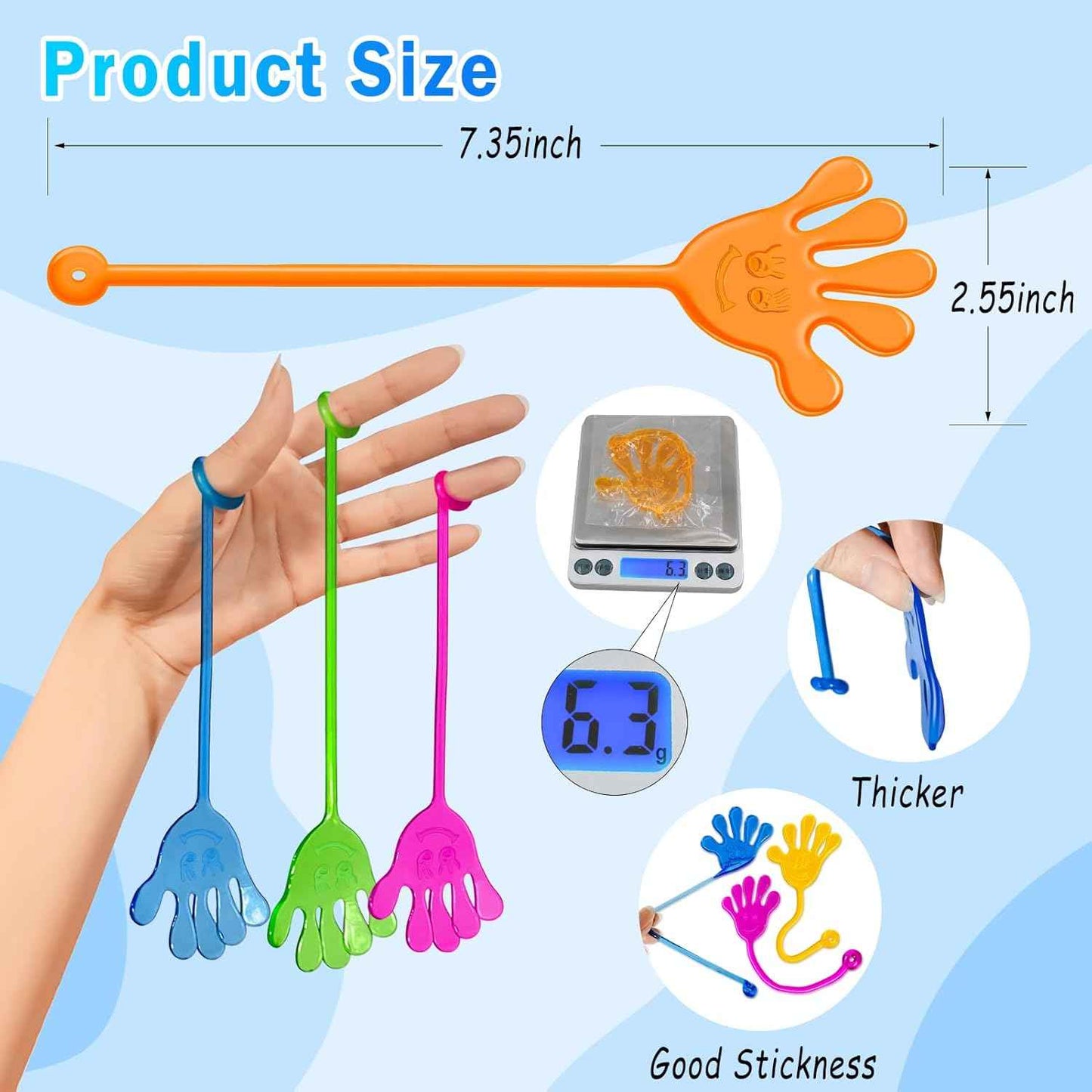 Sticky Hands Bulk 48 PCS Party Favors for Kids 4-8 8-12 Stretchy Sticky Hand Toy Christmas Stocking Stuffers for Kids Goodie Bag Stuffers Fillers Classroom Prizes Student Gifts Birthday Party Supplies