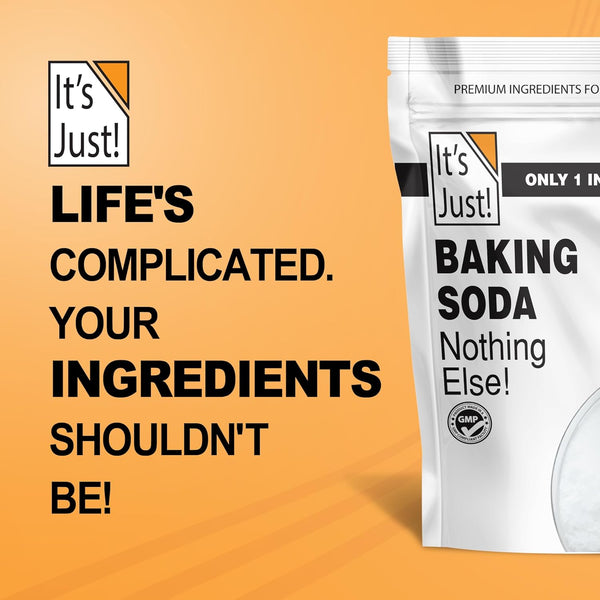 It's Just Pure Sodium Bicarbonate Baking Soda, 100% Food Grade, Non-GMO, Made in USA, 1.25 Pound