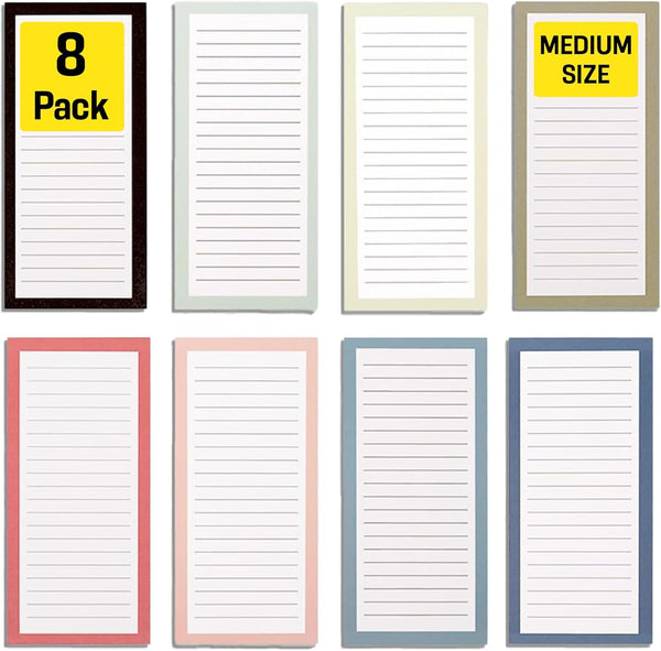 8 Magnetic Notepads – Notepads for Grocery List, Shopping List, To-Do List, Reminders -Strong Magnetic Back- Memo Notepad with Realistic Fruit Designs | 25 Sheets per Pad 7.5 x 3.5 inch (8 Pack)
