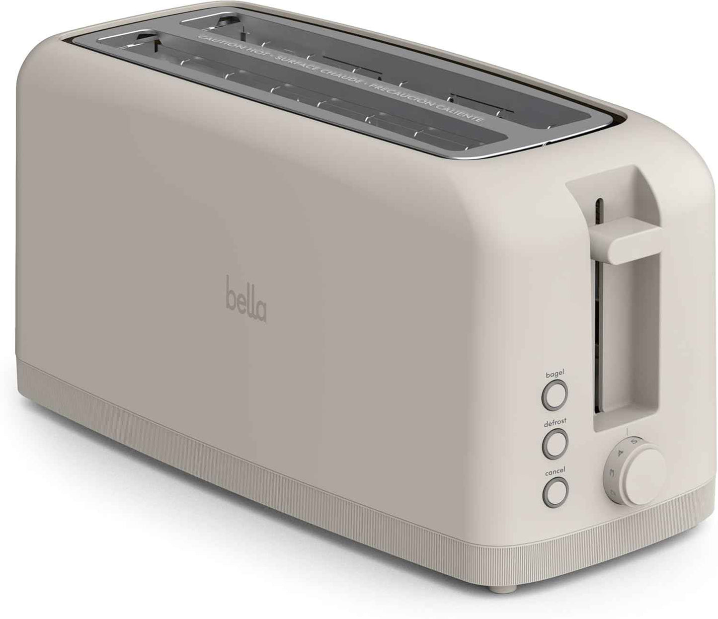 bella 2 Slice Slim Toaster, Fits-anywhere™ Kitchenware, 6 Setting Shade Control with Reheat & Cancel Buttons, Fits sourdough, 10” Long Slot, Anti Jam & Auto Shutoff, 900 Watt, Oatmilk