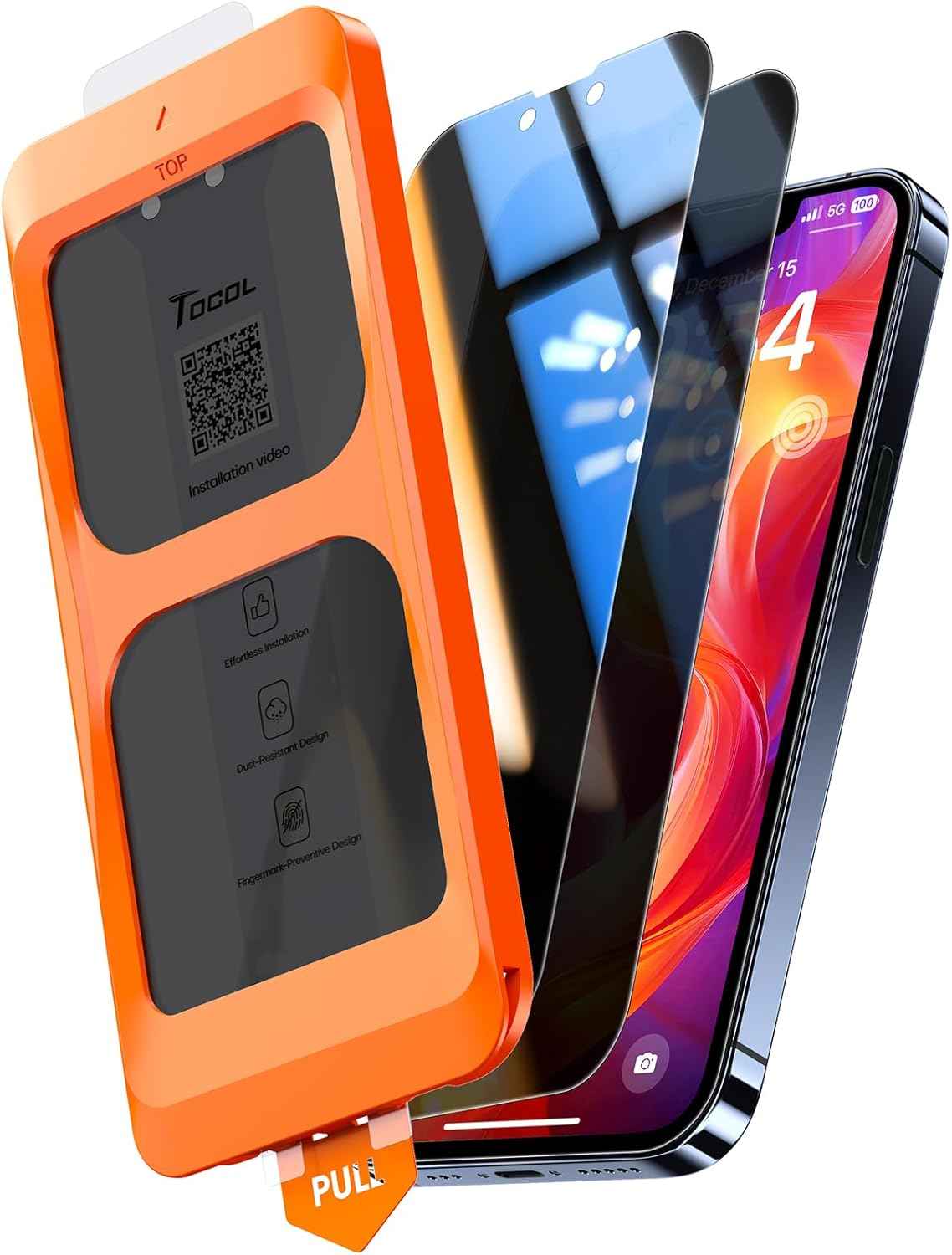 TOCOL for iPhone 17 Screen Protector 6.3 inch 9H Hardness Military Grade Shatterproof HD Tempered Glass for Full Coverage Protection 2 Pack