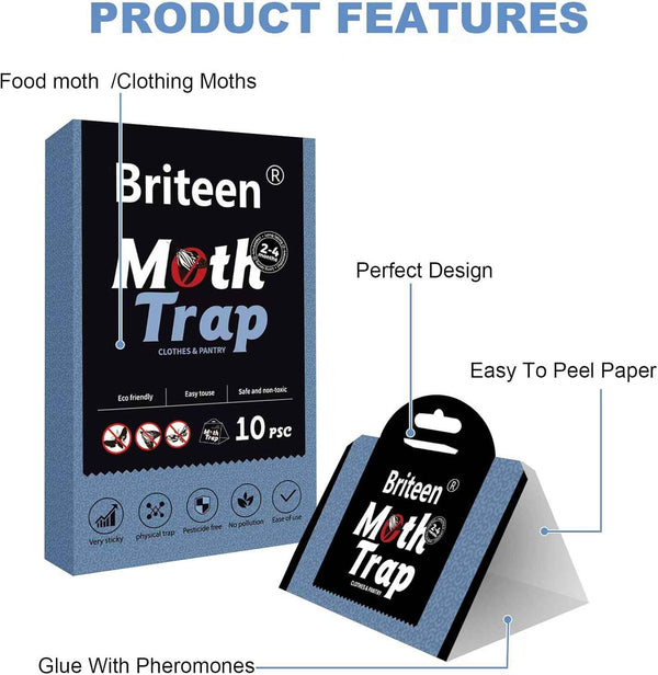 10 pack pantry moth traps with pheromones and glue for safe food and clothing protection
