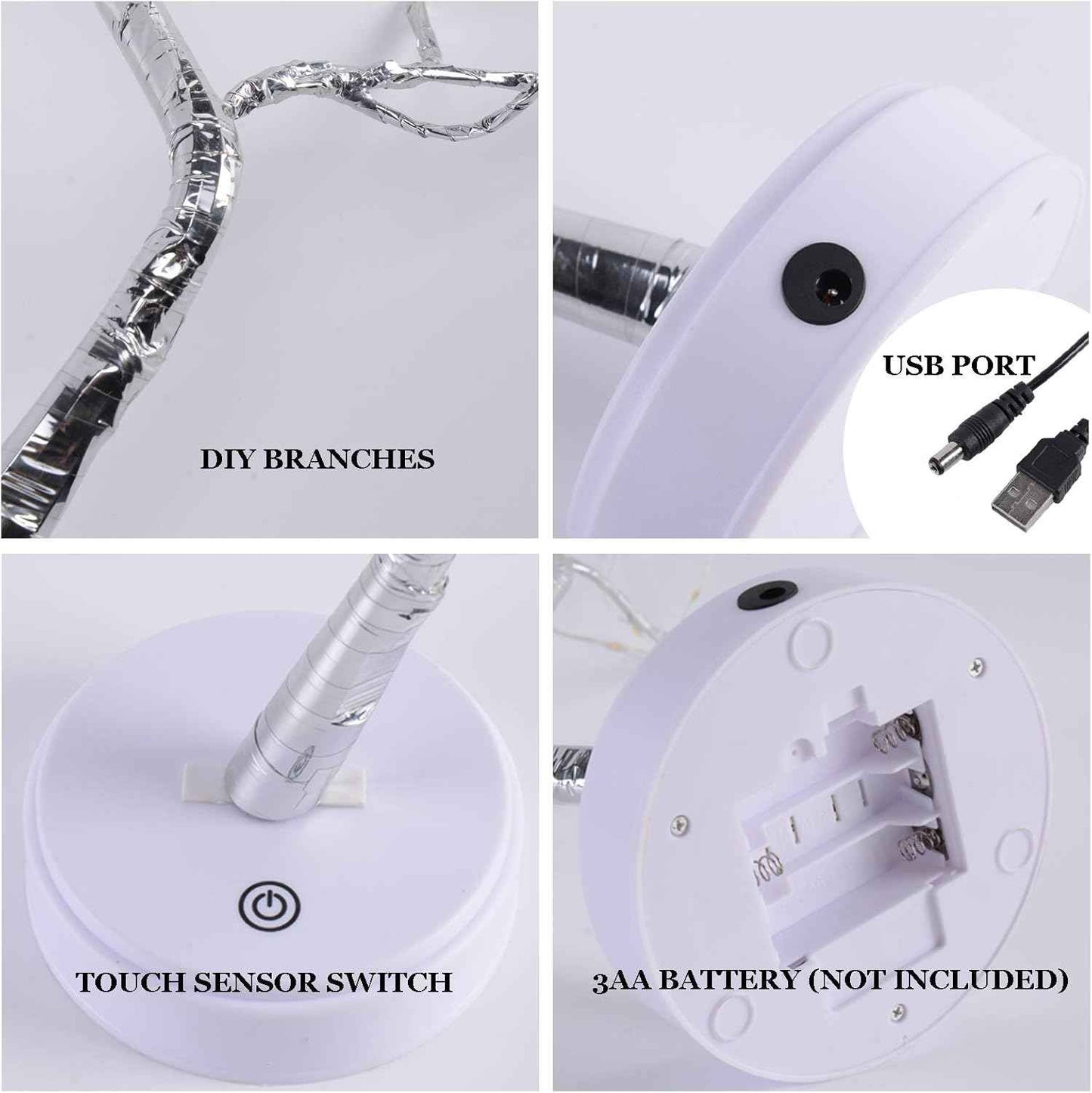 Room Decor, 20" 108 LED Tabletop Bonsai Tree Light, DIY Artificial Tree Lamp, Battery/USB Operated, Aesthetic Lamps for Living Room Bedroom Christmas Home Gifts House Decor (Warm White)