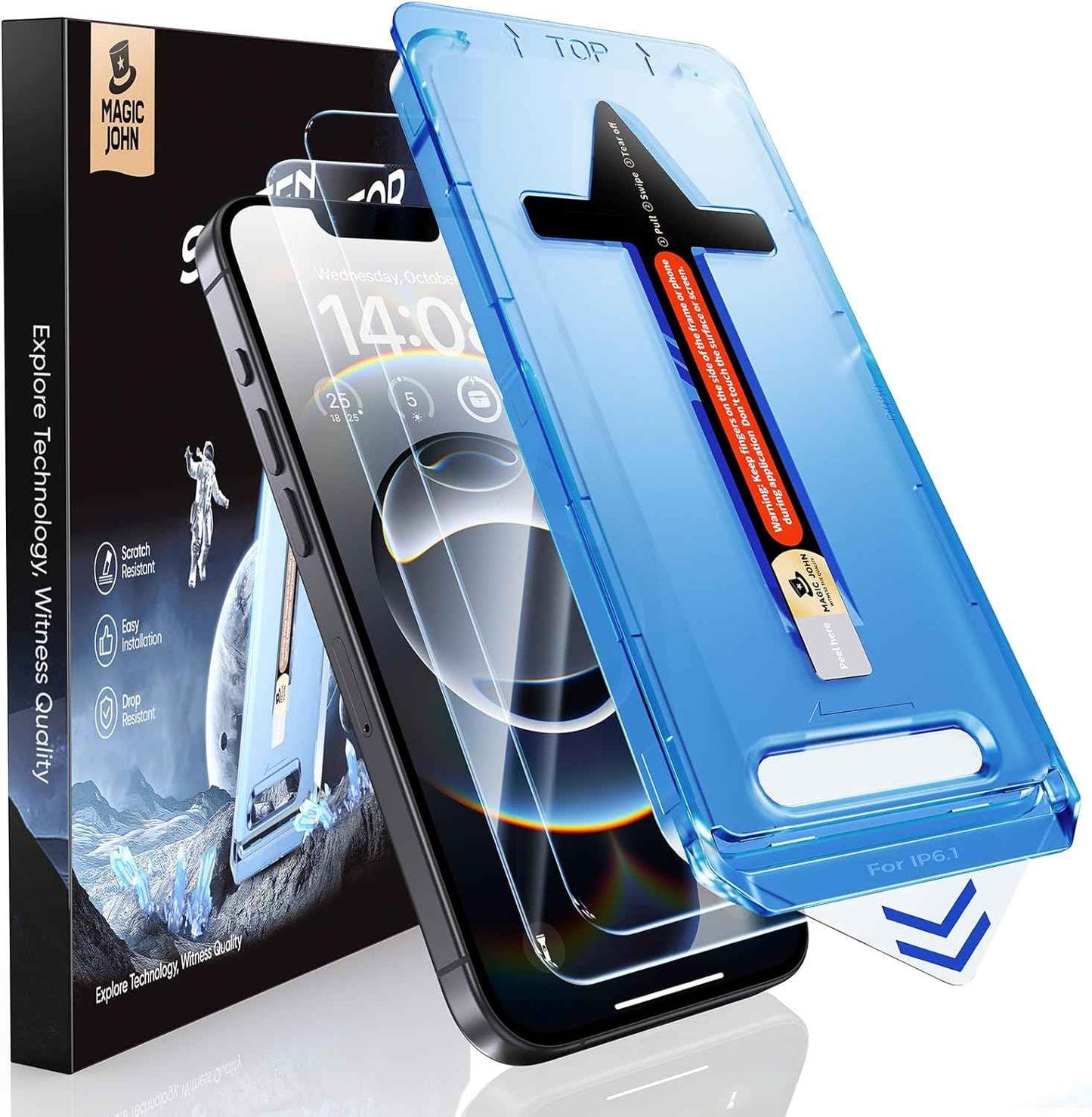 MAGIC JOHN 2 Pack for iPhone 17 Pro Max 6.9 inch Tempered Glass Screen Protector, Auto Dust-Elimination, Bubble Free, HD Clear, Easy Installation