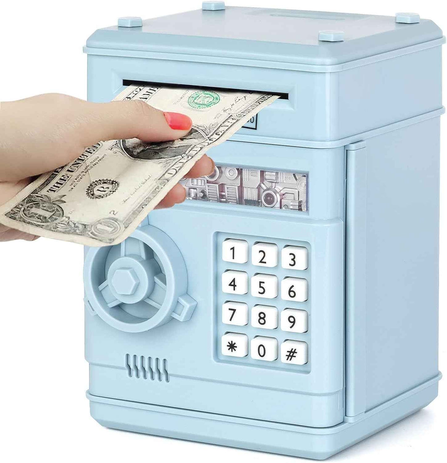 Refasy Piggy Bank Cash Coin Can ATM Bank Electronic Coin Money Bank for Kids Age 3-12, Money Savings Box Mini ATM Coin Bank Toys Gifts for 3 4 5 6 7 8 9 10 11 12 Year Old Boys Girls