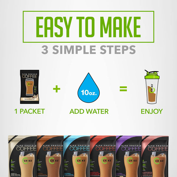 Chike High Protein Iced Coffee 20g Protein Keto Friendly Gluten Free Single Serve Packets 6 Count Espresso