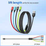 Cruise Essentials 2026 4 in 1 Multi Charging Cable [2Pack 5FT], Tangle Free USB C Car Charger Cable, Nylon Braided Charging Cords for Multiple Devices, Travel Essentials Car Accessories