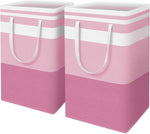 HomeHacks 2 Pack Large Laundry Baskets, Waterproof, Freestanding Laundry Hampers, Collapsible Clothes Hamper with Reinforced Handles in Laundry Room, College Dorm, Bathroom, Bedroom (Grey, 75Lx2)