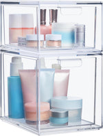 Stackable Clear Plastic Organizer Drawers for Cosmetics and Beauty Supplies