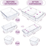 14-piece clear drawer organizer set for versatile storage