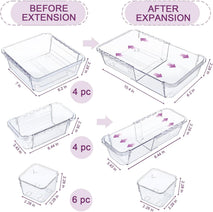14-piece clear drawer organizer set for versatile storage