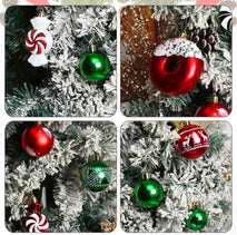 Christmas Tree Ornaments, Green Red White Christmas Ball Ornaments Set of 60 Pack Shatterproof Plastic Xmas Decorations for Home Party Tree